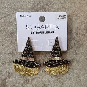 SUGARFIX by BaubleBar Witch Hat Earrings - Gold and Black